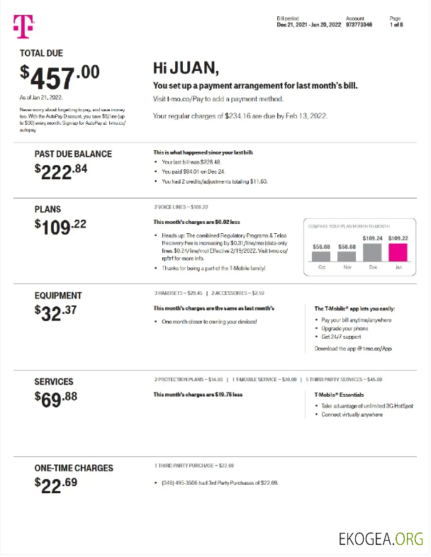 Netherlands T mobile utility bill word and pdf template